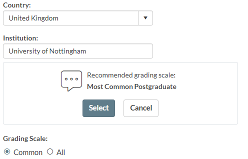 Grading scale recommendations preview